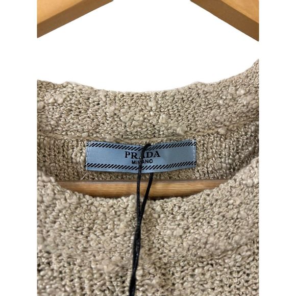 PRADA Boucle Drawstring Mini Dress NWT Small Oatmeal Brown Authentic New - Picture 6 of 16